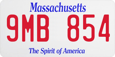 MA license plate 9MB854