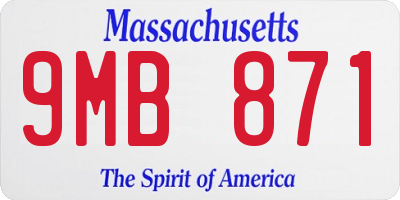 MA license plate 9MB871