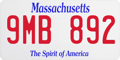 MA license plate 9MB892