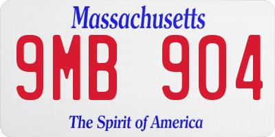 MA license plate 9MB904