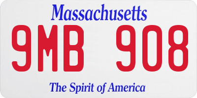 MA license plate 9MB908