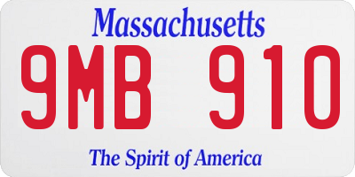 MA license plate 9MB910