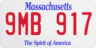 MA license plate 9MB917