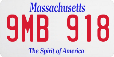 MA license plate 9MB918