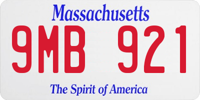 MA license plate 9MB921