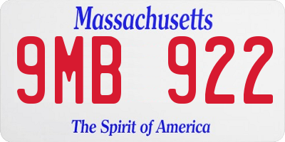 MA license plate 9MB922