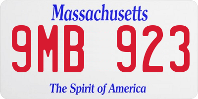 MA license plate 9MB923