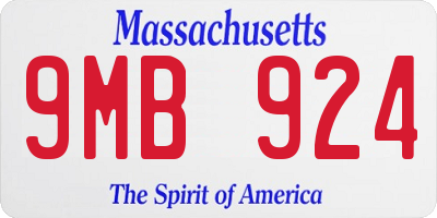 MA license plate 9MB924