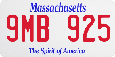 MA license plate 9MB925