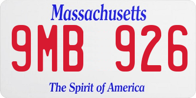 MA license plate 9MB926