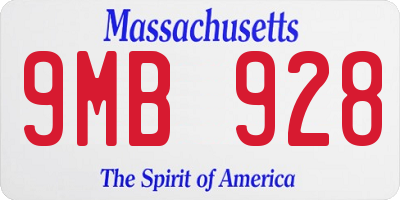 MA license plate 9MB928