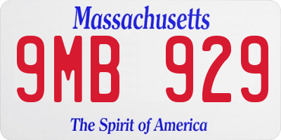 MA license plate 9MB929