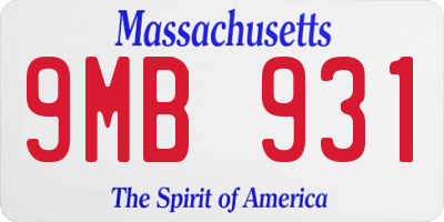 MA license plate 9MB931