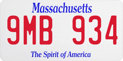 MA license plate 9MB934