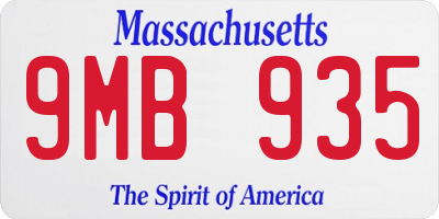 MA license plate 9MB935