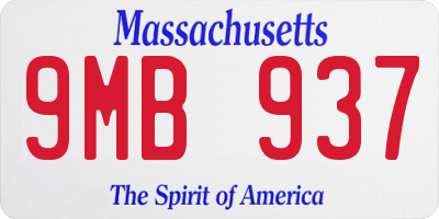MA license plate 9MB937