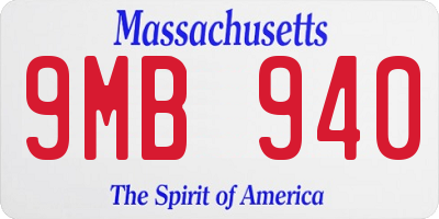 MA license plate 9MB940