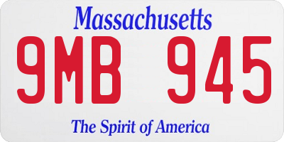 MA license plate 9MB945