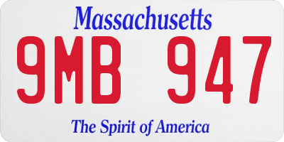 MA license plate 9MB947