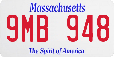 MA license plate 9MB948