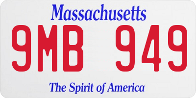 MA license plate 9MB949