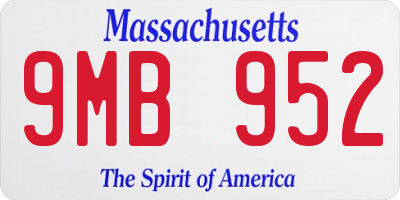 MA license plate 9MB952