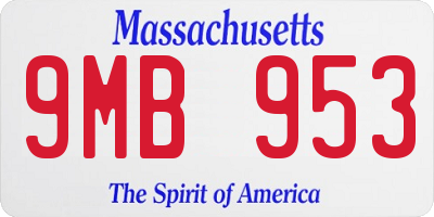 MA license plate 9MB953