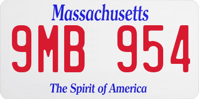 MA license plate 9MB954