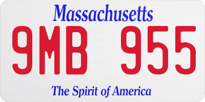 MA license plate 9MB955