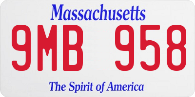 MA license plate 9MB958