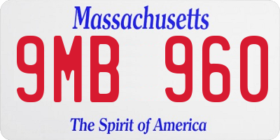MA license plate 9MB960