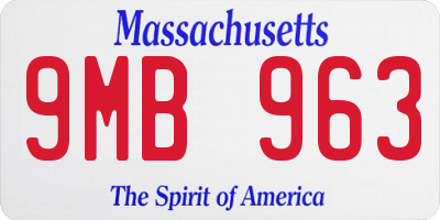 MA license plate 9MB963