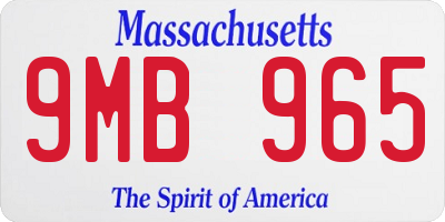 MA license plate 9MB965