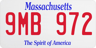 MA license plate 9MB972