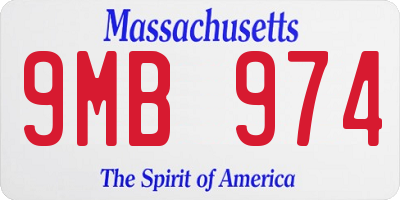 MA license plate 9MB974