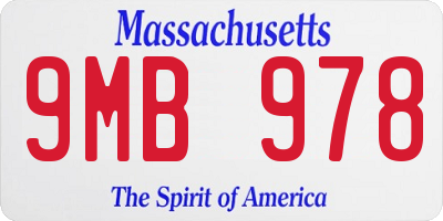 MA license plate 9MB978