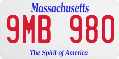 MA license plate 9MB980