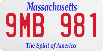 MA license plate 9MB981