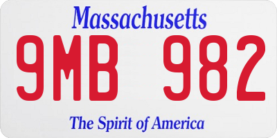 MA license plate 9MB982
