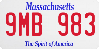 MA license plate 9MB983