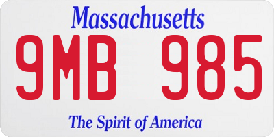 MA license plate 9MB985