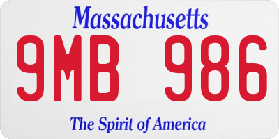 MA license plate 9MB986