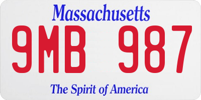 MA license plate 9MB987