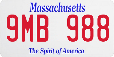 MA license plate 9MB988