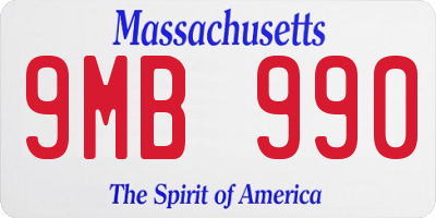 MA license plate 9MB990