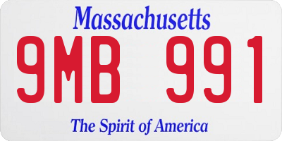 MA license plate 9MB991