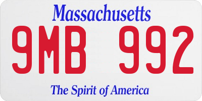 MA license plate 9MB992