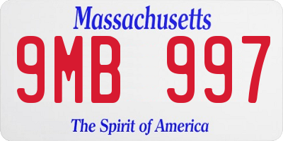 MA license plate 9MB997