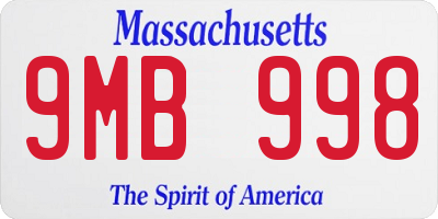 MA license plate 9MB998