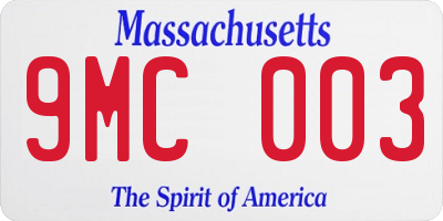 MA license plate 9MC003